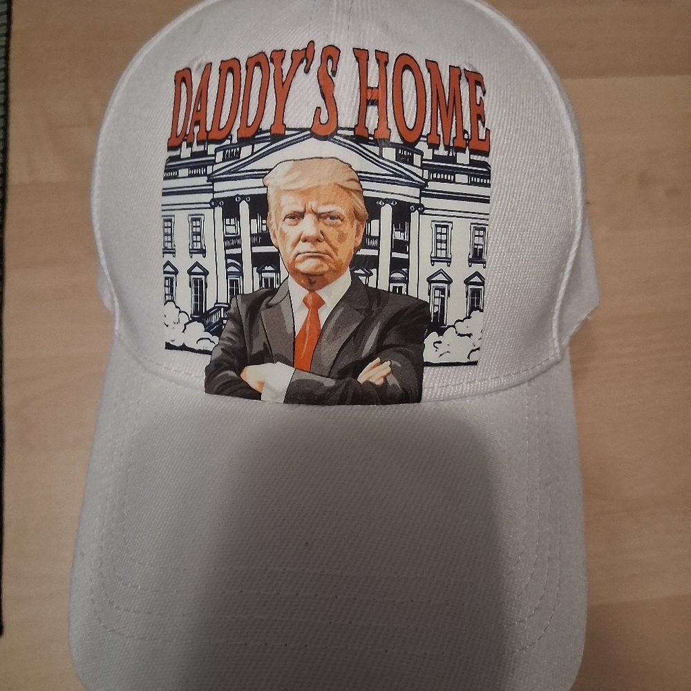 Men's White Baseball Hat Graphic  Trump Daddy's Home  Velcro Adjust.Strap